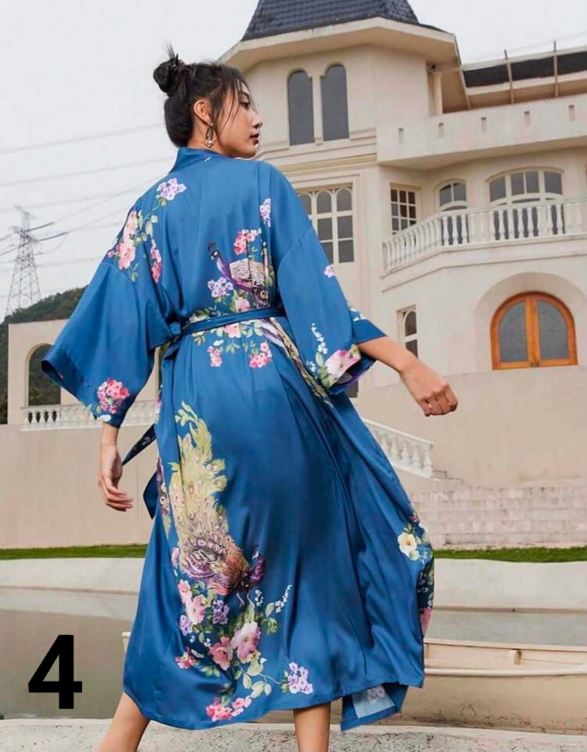 1 pc Women's Elegant V-Neck Fall Print Pajamas - Soft Satin Nightgown.