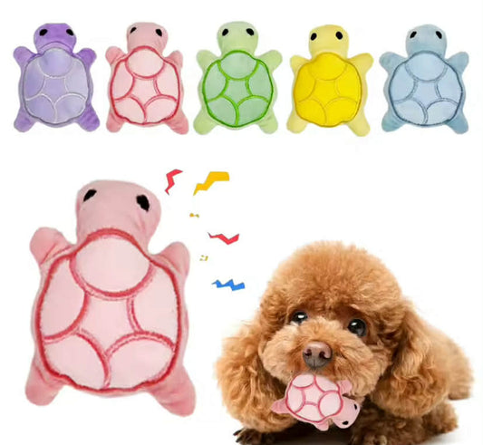 Mini cute turtle dog plush toy, squeaking dog teething sound toy, soft and safe, good for dental health

(Random colour sent out)