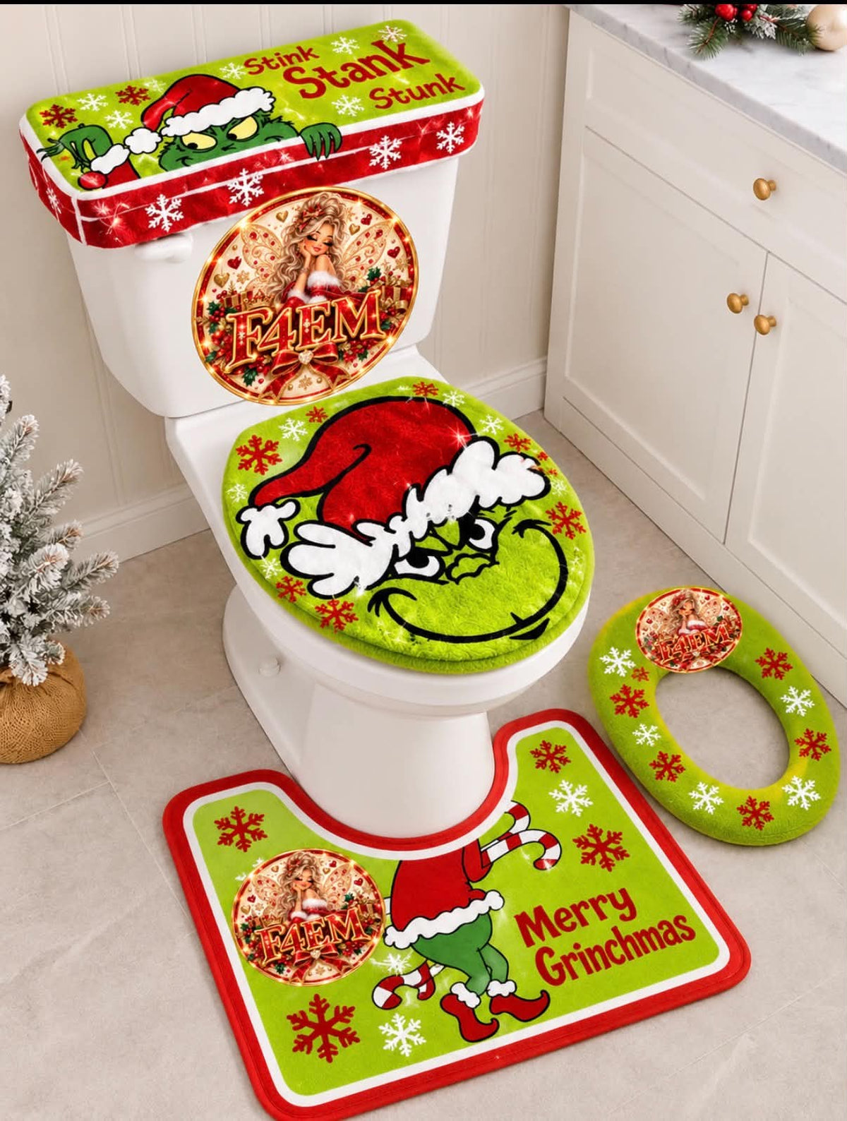 🎄Grinch Christmas Bathroom Set