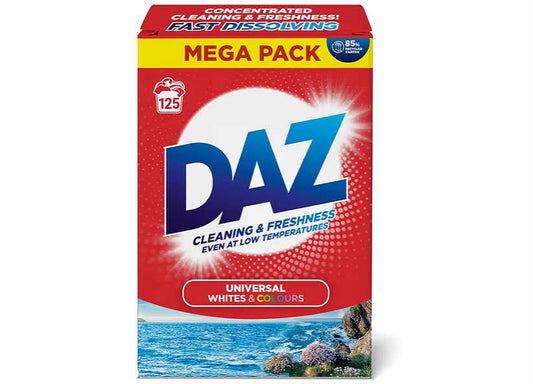 Daz Washing Powder 125 Washes – Family Pack Laundry Detergent for Brilliant Whites & Powerful Stain Removal – Long Lasting, Fresh Scent. 6.25kg