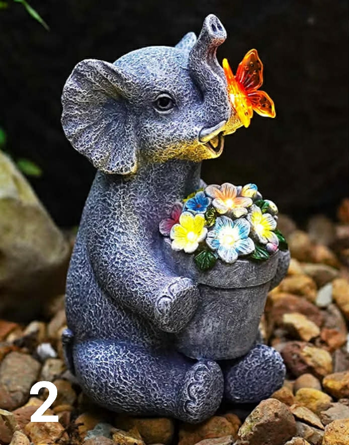 Garden Ornaments With Solar Butterfly - Unique Gifts for Women Mum Men - Outdoor Puppy Decor for Patio Yard Lawn Balcony Resin Waterproof Sculpture