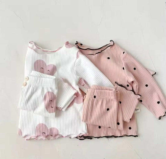 Little Girls Long sleeves Ice Silk Pajamas