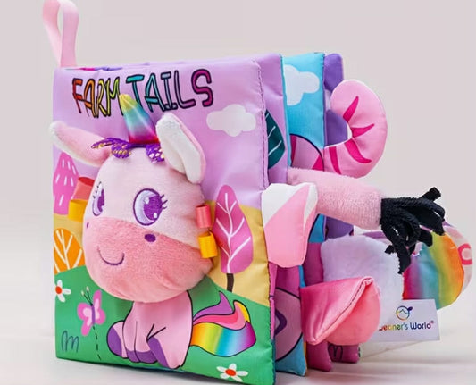 3D Animal Tail Book for Infants & Toddlers - Interactive Cloth Sensory Play with Lion, Bear, Rabbit & More Cognitive Teething & Motor Skills Development Vibrant Colors, No Batteries Needed Perfect Christmas Gift for 0+ Toddlers, Toddler Book,