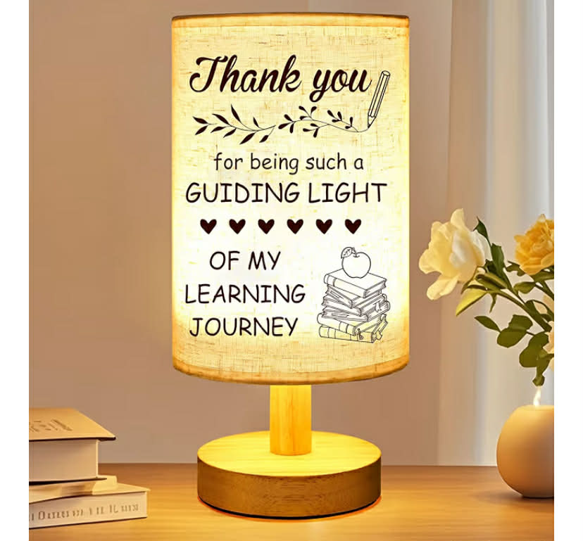 Thank You Gifts for Women Men Friend, Birthday Appreciation Graduation Retirement Gift Present for Her Him, Decorative Table Lamp Bedside Lamp with Fabric Shade