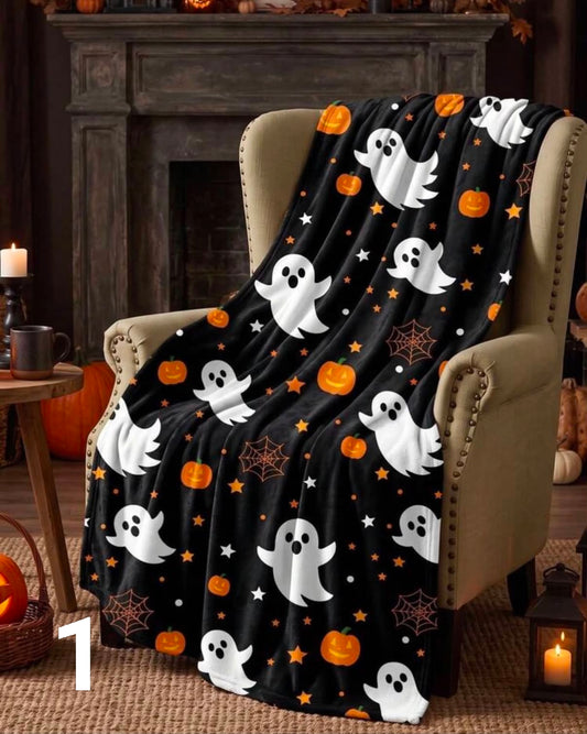 1pc Ultra Soft Large Striped Flannel Blanket, Halloween Decor, Bedroom Decor