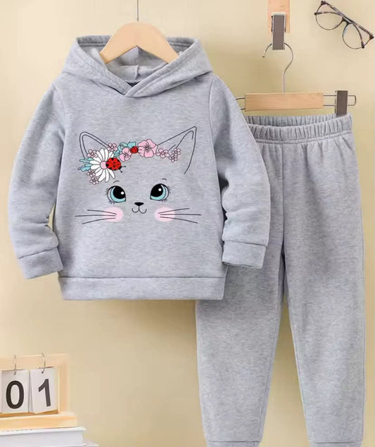 new casual comfort warm girls letter print warm lining hoodie and tracksuit
