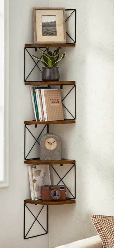 Besaw 127.5cm H x 20cm W Metal Corner Bookcase