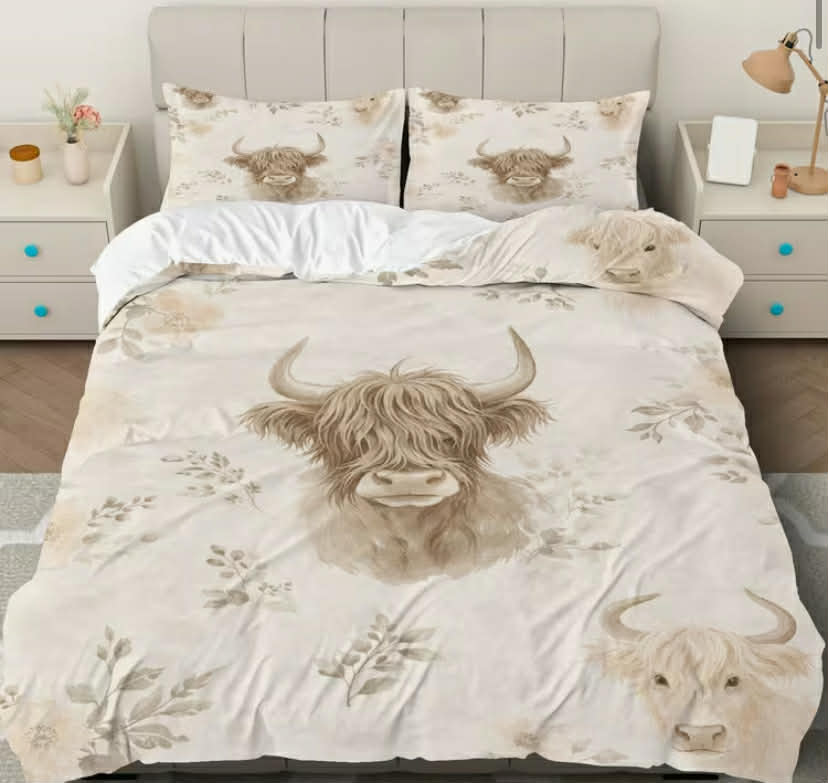 Highland Cattle Floral Pastoral Rustic Bohemian Theme