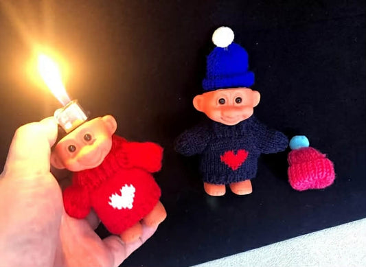 Cute Lighter Case, Lipstick Case, Funny Mini Lighter Pouch with Sweater and Hat, 

X2