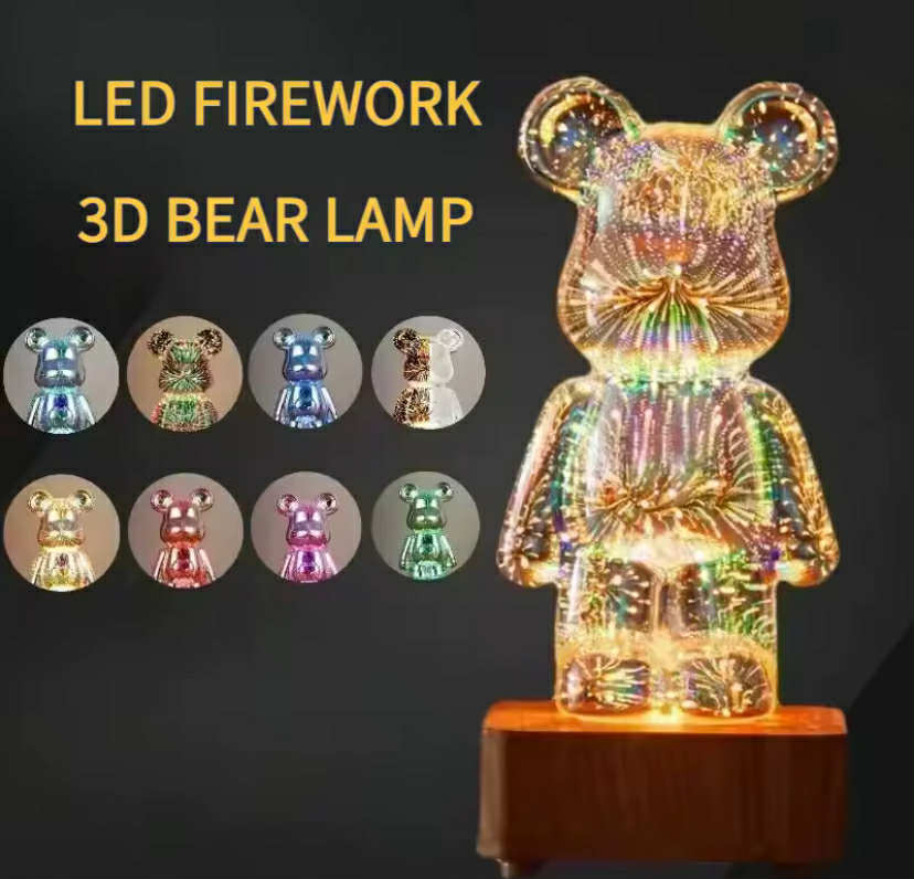 LED 3D Bear  Night Light USB Room Decoration Ambient Light Suitable for Children Room