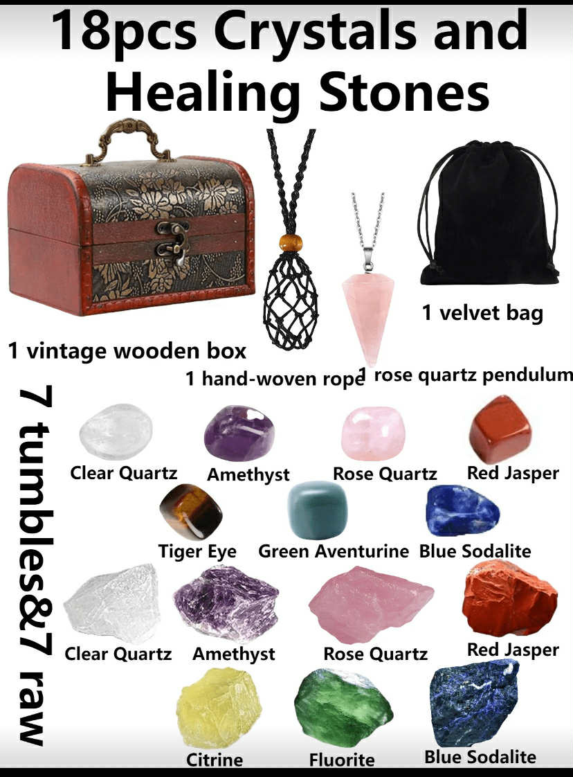 18pcs Healing Crystals Set Real Crystals And Healing Stones Kit