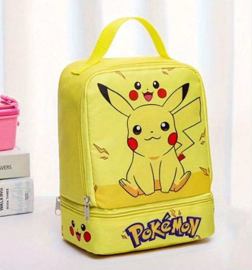 Pokemon Cute Handbag, Anime Cartoon Lunch Bag, Creative Double-Layer Lunch Tote