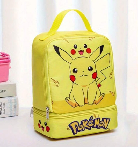 Pokemon Cute Handbag, Anime Cartoon Lunch Bag, Creative Double-Layer Lunch Tote