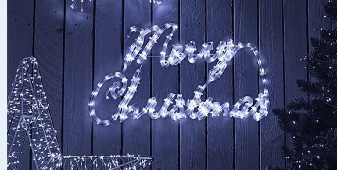 Prestige Mains Operated LED Rope Festive Sign - Merry Christmas