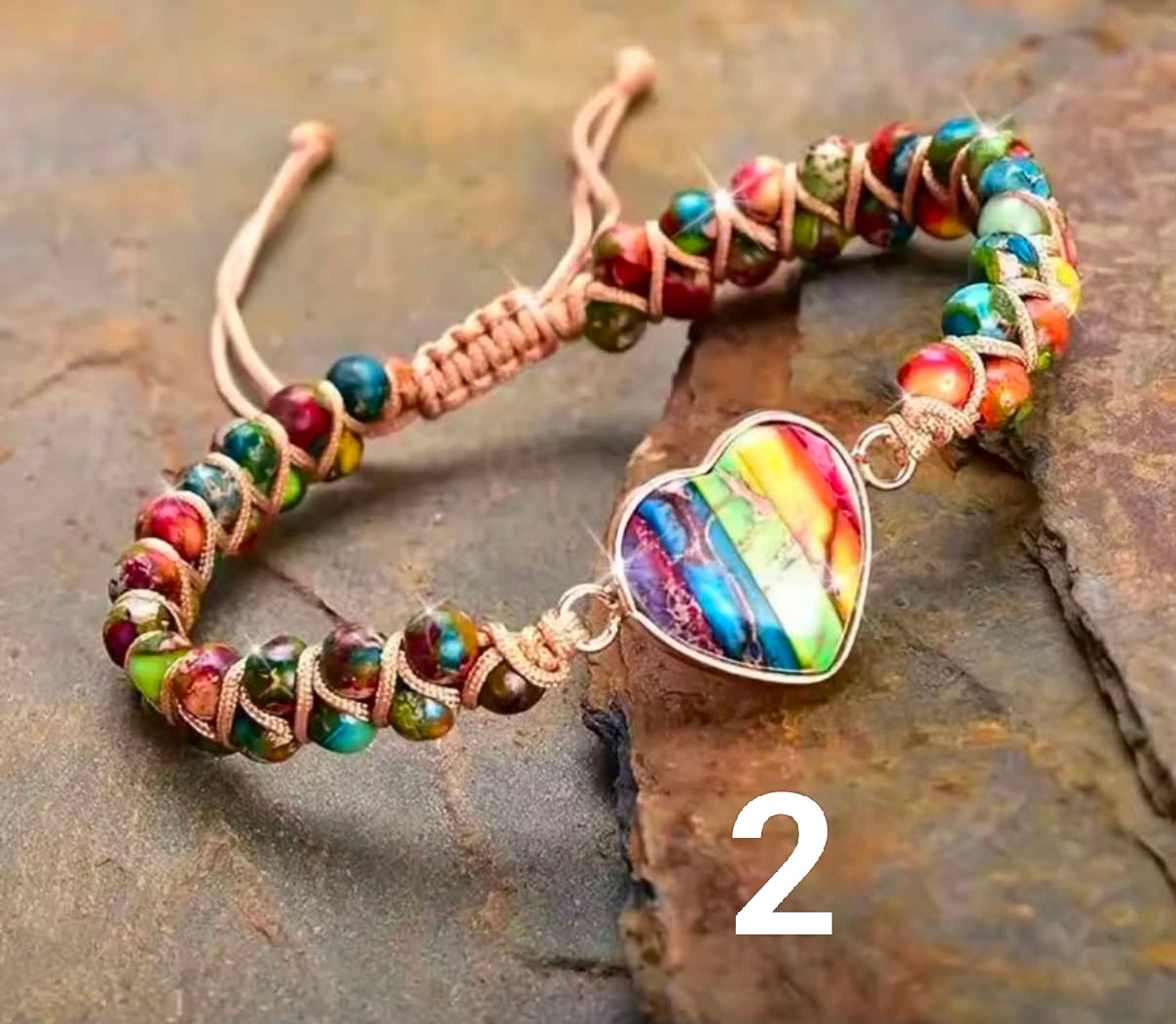 Adjustable Heart-Shaped Chakra Imperial Stone Yoga Meditation Bracelet