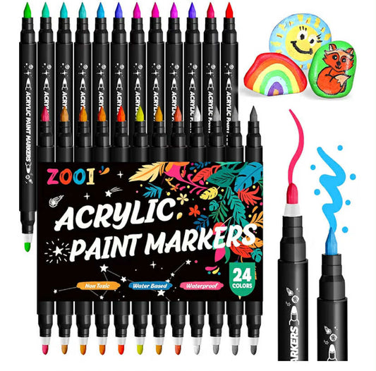 ZOOI 24 Acrylic Paint Pens Marker Pens Colouring Pen