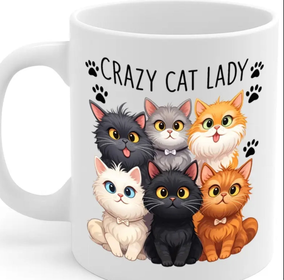Crazy Cat Lady Ceramic Mug  11oz