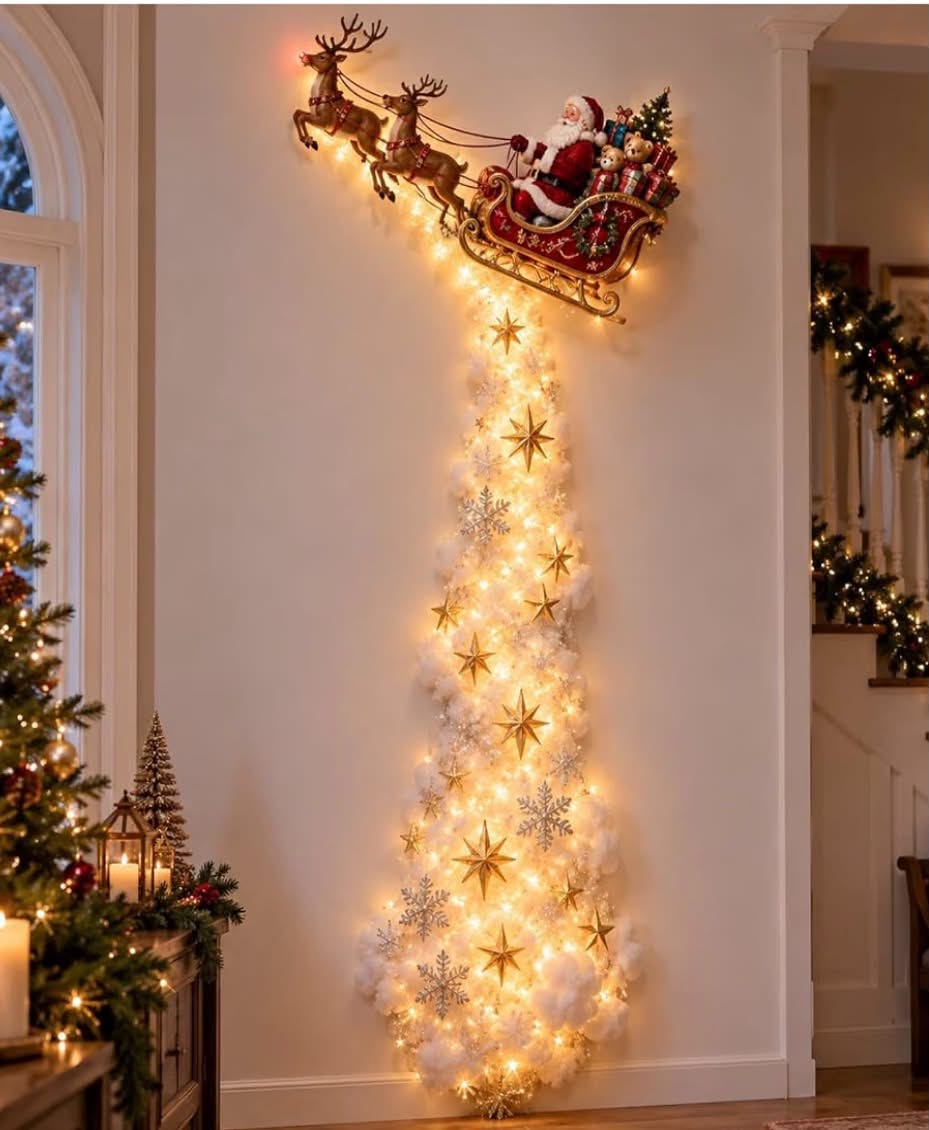 Christmas Magic Trail Wall Light, LED Cascading Christmas Wall Decor