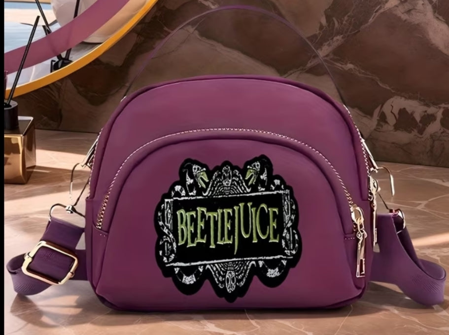 1 pc Beetlejuice Crossbody Bag, Shoulder Bag, Phone Bag, Coin Purse - Zipper Closure + Cute Cartoon Print,