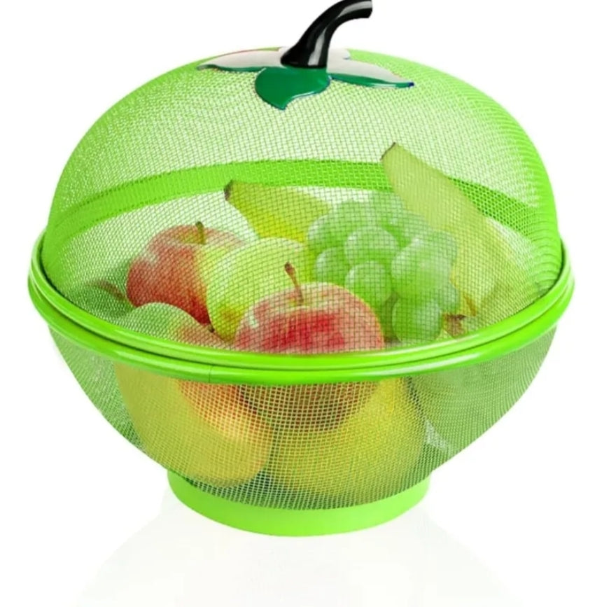 Fruits Bowl Basket Apple Shape Mesh with lid Tabletop Vegetable Holder Keep Unwanted Pets & Insects Out Kitchen Dishwashing Drain Basket