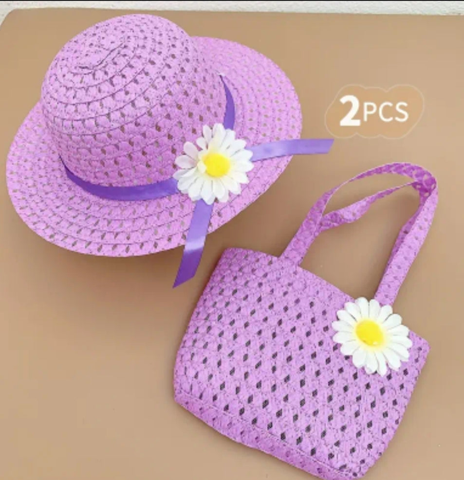 Two ' Additions Featuring Colorful And Cute Woven Flower Hats And Bags