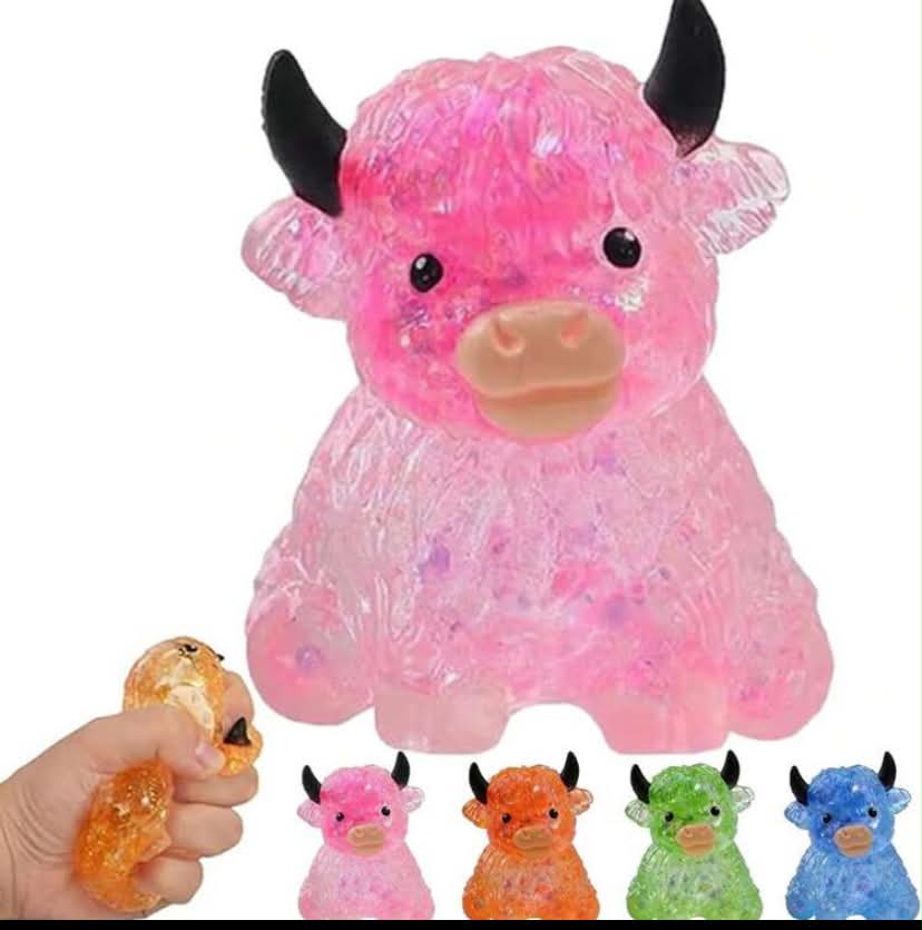 Shiny Highland Cow Squeeze Stress Relief Ball Toys, Soft Slow Rebound, Cute Sensory Squeeze
