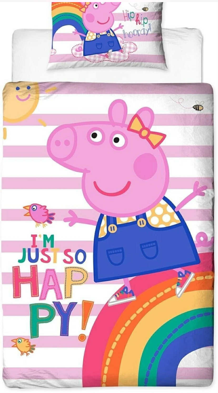 Peppa Pig "Hooray" Design Single Panel Duvet Quilt Cover Set