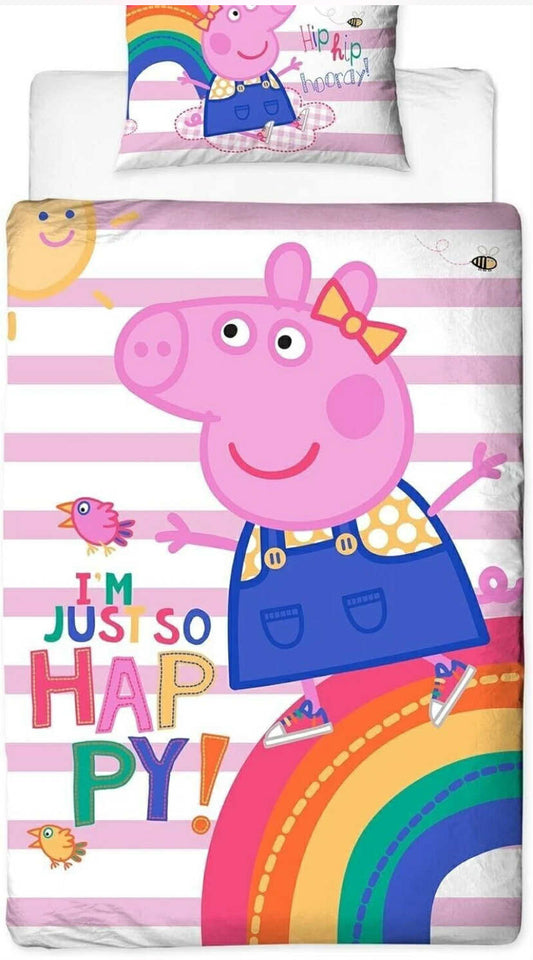 Peppa Pig "Hooray" Design Single Panel Duvet Quilt Cover Set