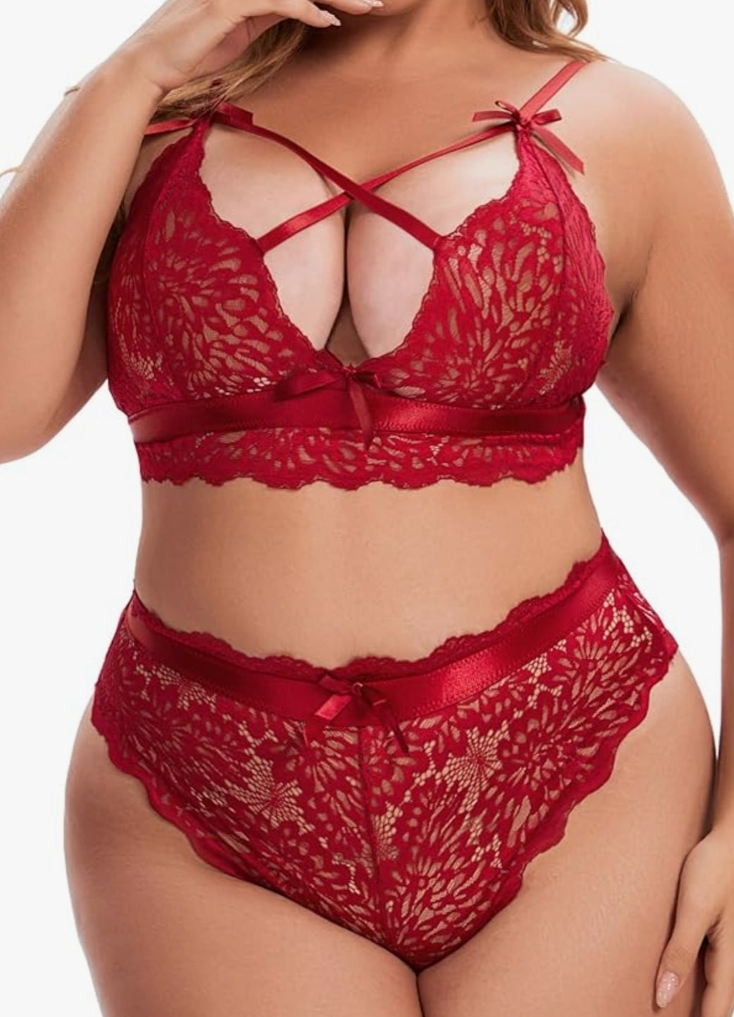 Plus Size Lingerie for Women Lace Bra and Panties Set Sexy Bralette Set