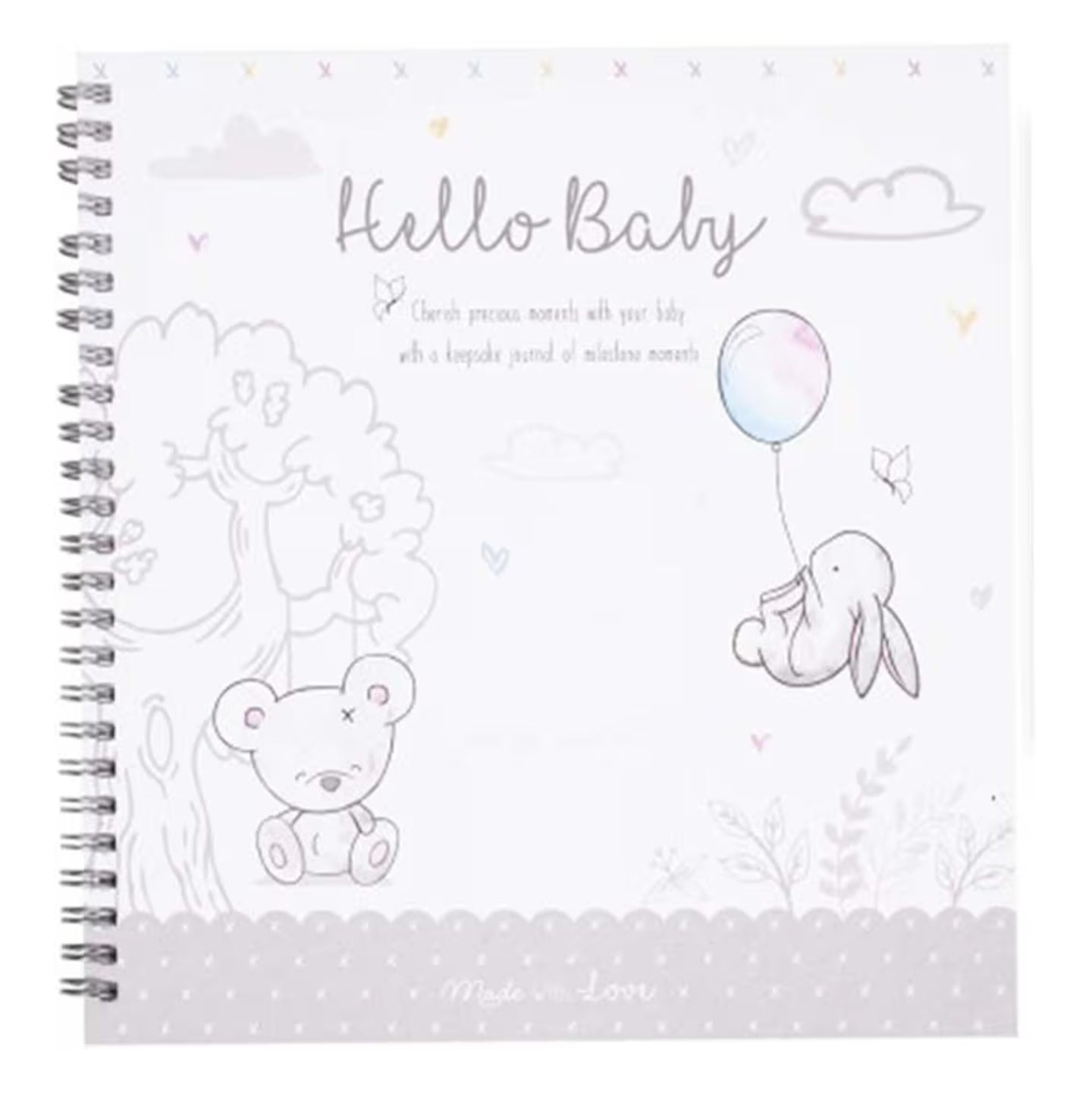 Hugs & Kisses Baby Milestone Journal Keepsake Toddler Newborn Shower Christening Gift Diary