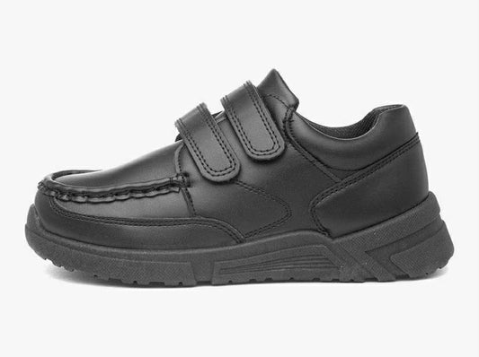 Boys Black Easy Fasten School Shoe