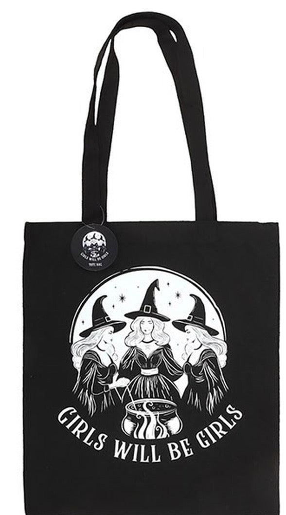 Girls Will Be Girls Witchy Polycotton Tote Bag