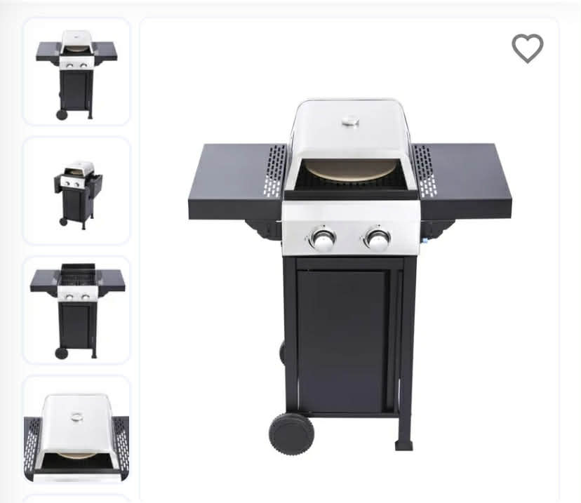 Burner Gas BBQ with Pizza Oven Cast Iron Grids & Foldable Shelves