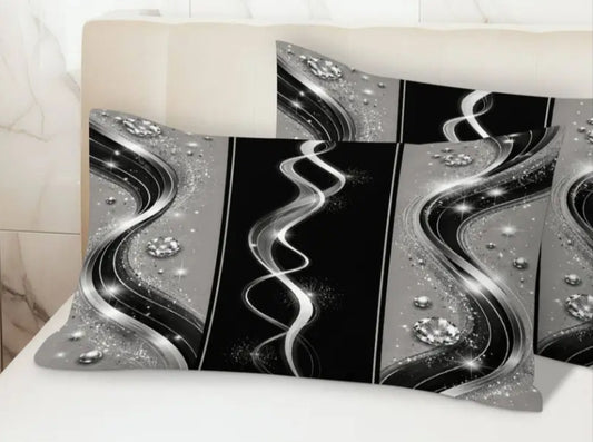 2 pcs Elegant Abstract Glitter Printed Pillowcase, ( Pillow Inserts Not Included), Perfect for Home Decor