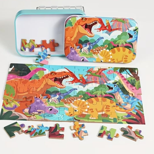 60 pcs Dinosaur Puzzle for Kids Boys & Girls - Color-Coded Dino Bones Learning Toy, Portable Boxed Brain-Teaser for Early Problem-Solving Skills & Motor Development, Educational Dinosaur Assembly Game