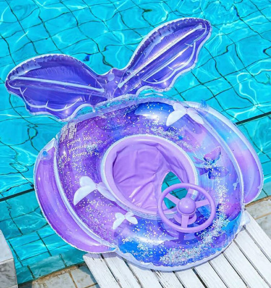 1 pc Kids Inflatable Mermaid Swim Ring, Thick Anti-Tipping Floating Seat, Water Sports Toy For Boys And Girls, Baby Swimming Safety Ring