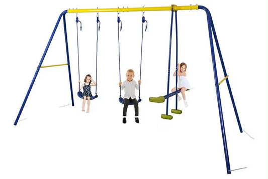 HLC Kids Outdoor Swing Set with 2 Seats & Glider, A-Frame Swingset for Children