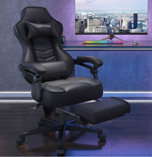 Massage Gaming Chair Swivel Computer Desk Seat Office Recliner Black
