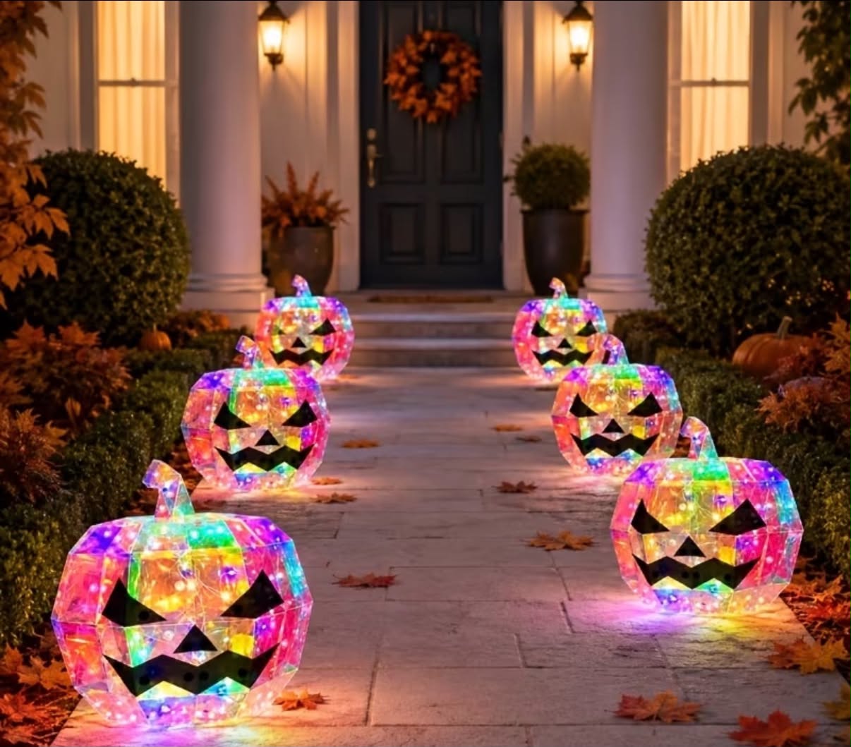 Glowing Pumpkin Lanterns with Fairy Lights - USB & Battery-Powered, Freestanding