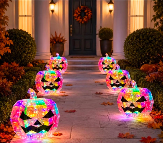 Glowing Pumpkin Lanterns with Fairy Lights - USB & Battery-Powered, Freestanding