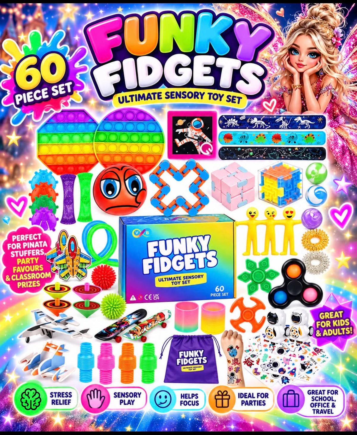 60-Piece Funky Fidgets Set