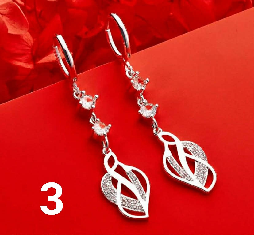 925 Sterling Silver Plated Pearl Drop Earrings For Women Wedding Engagement Party Fashion Jewelry
