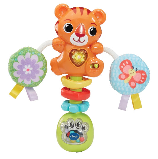 VTech Baby Rattle & Roar Tiger, Interactive Baby Toy, Rattle Toy with Bright Colours, Patterns and Textures for Sensory Play, Gift for Ages 0, 3, 6, 9 Months +, English Version