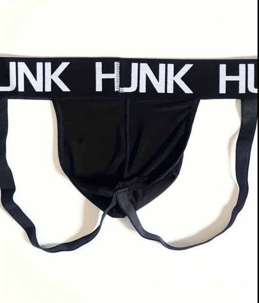 1 pc Men'S Butt Lift Briefs, Boxers, And Underwear with Strap Design, Featuring Icy Charm And Hello Letter Print, Crotchless Open Stripe