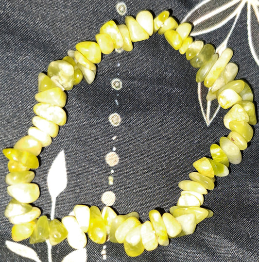 Real crystal Lemon Jade chip bracelet