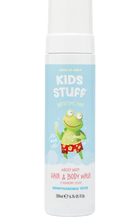 Kids Stuff Pink Wacky Whip Foaming Hair & Body Wash with Strawberry Swirl Fragrance  Dermatologically Tested Kids Hair & Body Wash Gently Cleanses Hair & Skin Vegan  Cruelty Free 200ml