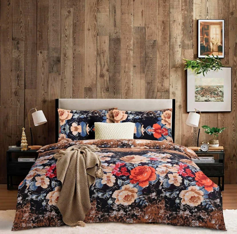 4 Piece Printed Duvet Quilt Cover Luxury Bedding Set