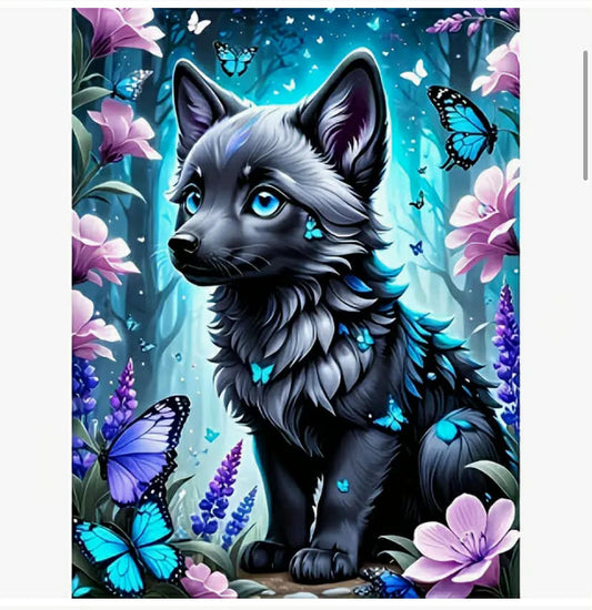 1 pc Animal Wolf Diamond Art Painting Kit, 5D Round Diamond