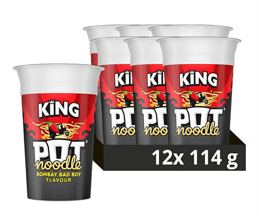 Pot Noodle Bombay Bad Boy King Pot Vegetarian quick to make noodles Instant Noodle 12x 114 g