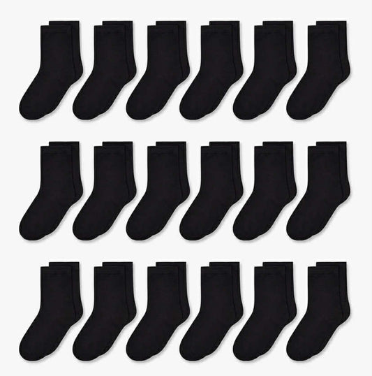 Unisex-Kids 18 Count Black Tube Socks -